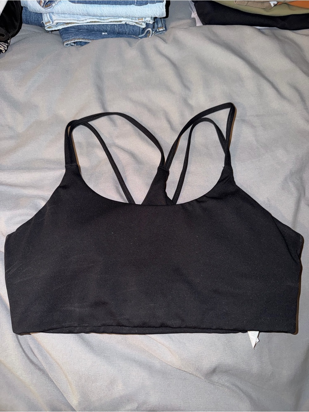 Fabletics Black Double-Strap Scoop Sports Bra